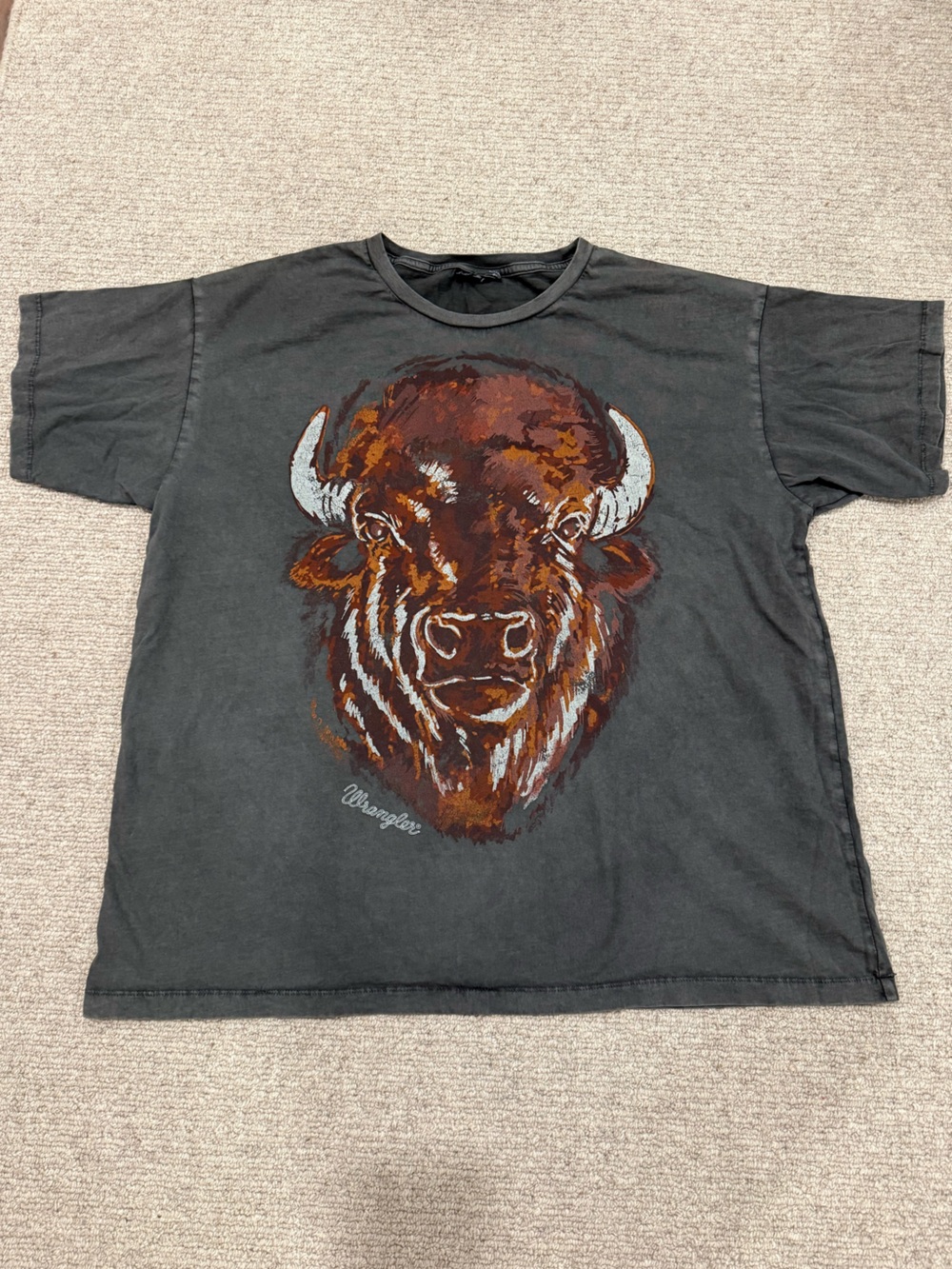 Free people x wrangler faded black buffalo graphic tee shirt oversized large